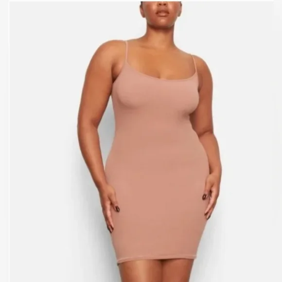 SKIMS  LOUNGE RIB SLIP DRESS/ L/ ROSE/ NWT - Picture 2 of 9